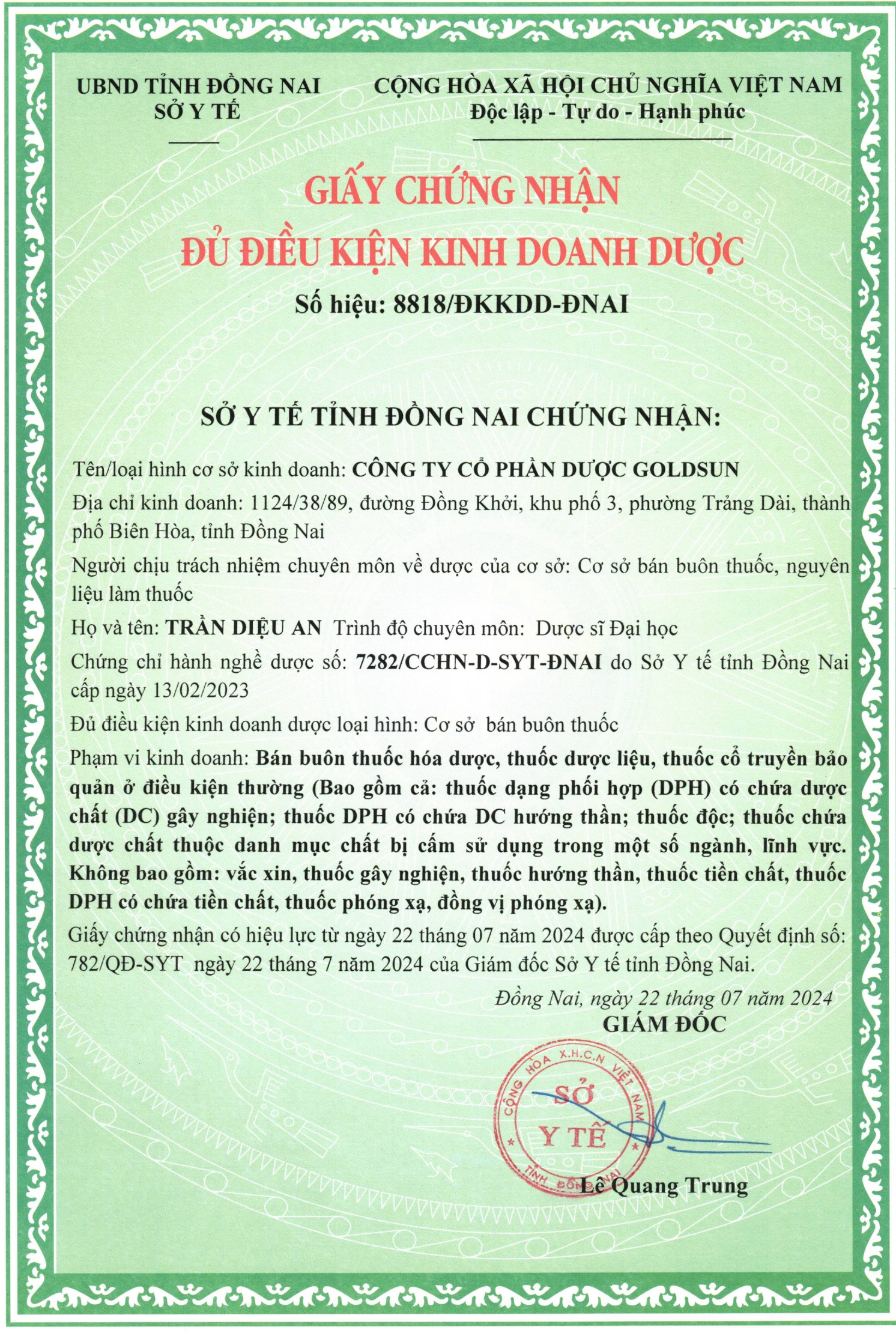 Giấy phép kinh doanh dược